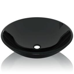 Berkfield Home Stylish Basin Tempered Glass 42 cm Black