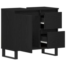 Berkfield Home Bathroom Sink Cabinet Black Oak 65x33x60 cm Engineered Wood - Size: 65 x 33 x 60 cm - thumbnail 5