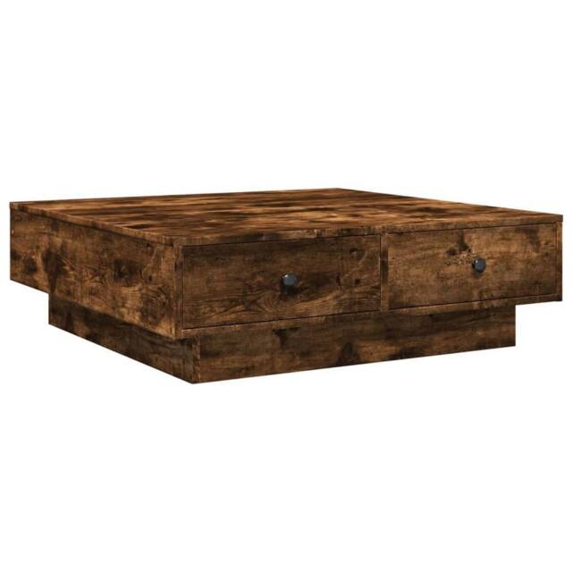 Berkfield Home Coffee Table Smoked Oak 90x90x28 cm Engineered Wood in Brown - Size: 90 x 90 x 28 cm - image 1