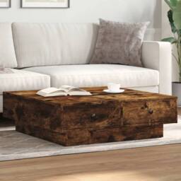 Berkfield Home Coffee Table Smoked Oak 90x90x28 cm Engineered Wood in Brown - Size: 90 x 90 x 28 cm - thumbnail 2