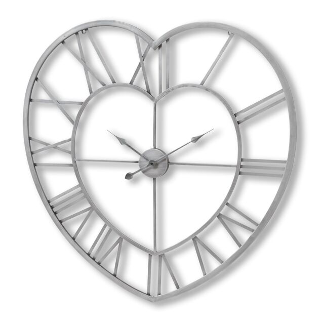 Love Lace Silver Heart Skeleton Wall Clock - image 1
