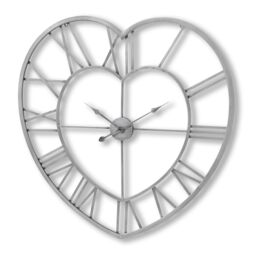Love Lace Silver Heart Skeleton Wall Clock - thumbnail 1