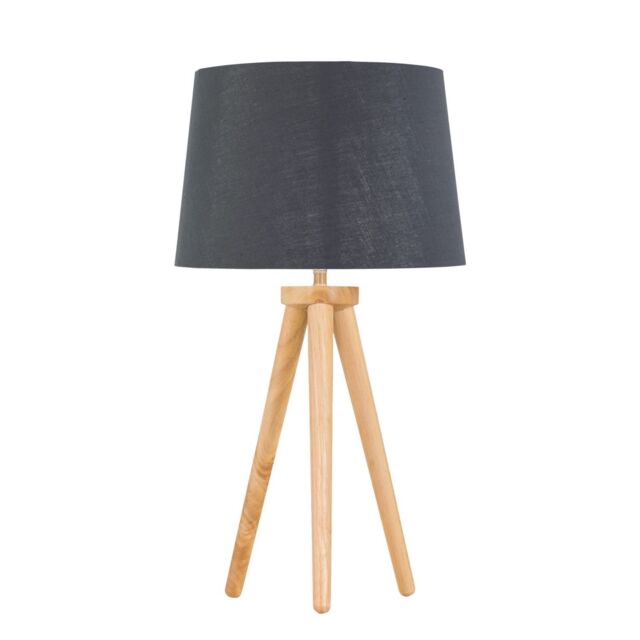 First Choice Lighting Voyage - Light Oak Table Lamp Bedside Light with Grey & Silver Shade in Brown - image 1
