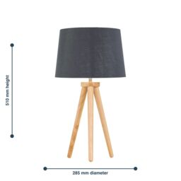 First Choice Lighting Voyage - Light Oak Table Lamp Bedside Light with Grey & Silver Shade in Brown - thumbnail 5