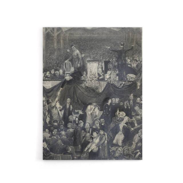 "Artery8 George Bellows The Sawdust Trail Pencil Drawing Canvas Wall Art Print in Grey - Size: W12"" x H16""" - image 1