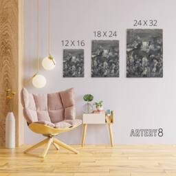 "Artery8 George Bellows The Sawdust Trail Pencil Drawing Canvas Wall Art Print in Grey - Size: W12"" x H16""" - thumbnail 4