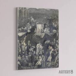 "Artery8 George Bellows The Sawdust Trail Pencil Drawing Canvas Wall Art Print in Grey - Size: W12"" x H16""" - thumbnail 2