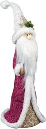 Shatchi 58cm Santa Burgundy / Gold - Christmas Figurine in Pink - thumbnail 2