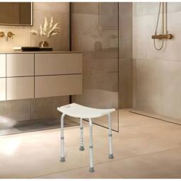 EONLION Shower Chair Bath Stool Seat Padded Height Adjustable in White