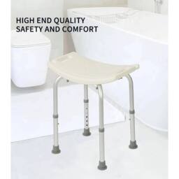 EONLION Shower Chair Bath Stool Seat Padded Height Adjustable in White - thumbnail 4
