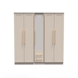 Ready Assembled 2 U Helmsley Tall 5 Door 2 Drawer 1 Mirror Wardrobe (Ready Assembled) in Taupe - thumbnail 1
