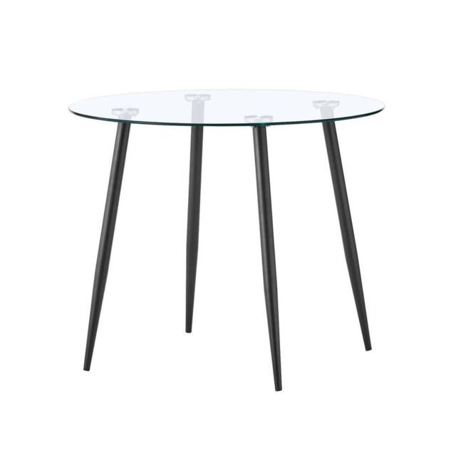 SPETLEK ONLY Dining Table Tempered Glass Padded Home Kitchen Furniture in Black - Size: 0.6m2 - image 1
