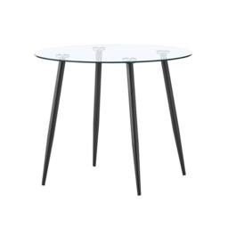SPETLEK ONLY Dining Table Tempered Glass Padded Home Kitchen Furniture in Black - Size: 0.6m2