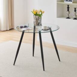 SPETLEK ONLY Dining Table Tempered Glass Padded Home Kitchen Furniture in Black - Size: 0.6m2 - thumbnail 3