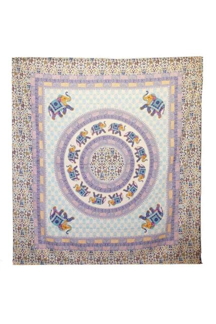 KDMD Elephant Mandala Wall Hanging & Beach Spread - Turquoise on Cream - image 1
