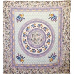 KDMD Elephant Mandala Wall Hanging & Beach Spread - Turquoise on Cream - thumbnail 2