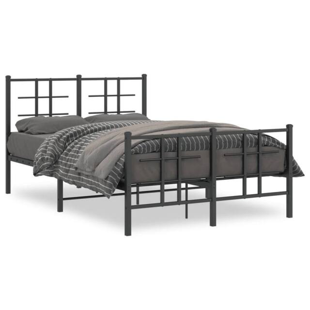 Berkfield Home Metal Bed Frame without Mattress with Footboard Black 120x190cm - Size: 120x190 cm - image 1