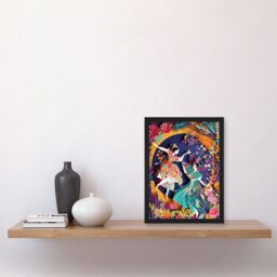 Artery8 Dancing in a Forest Paper Kirigami Art Nouveau Artwork Framed Wall Art Print A4 in Black - thumbnail 2