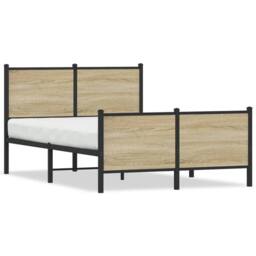 Berkfield Home Metal Bed Frame without Mattress Sonoma Oak 120x200 cm in Natural - Size: Small Double - thumbnail 2
