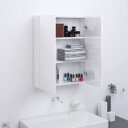 Berkfield Home Durable Bathroom Mirror Cabinet 60x15x75 cm MDF Shining White - Size: 60 x 15 x 75 cm - thumbnail 2