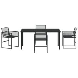 Berkfield Home 5 Piece Garden Dining Set Black Poly Rattan - thumbnail 7