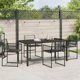 Berkfield Home 5 Piece Garden Dining Set Black Poly Rattan - thumbnail 4