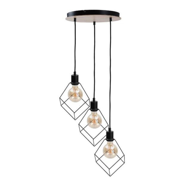 Netlighting Ruben Cluster Pendant Ceiling Light Wood 32cm 3x E27 in Brown