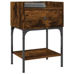 Berkfield Home Bedside Table Smoked Oak 40.5x31x60 cm Engineered Wood in Brown - thumbnail 3