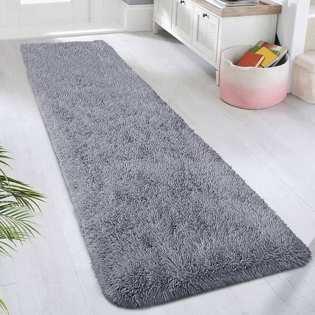 VOGREX 60 x 220 cm Grey Non Slip Long Hallway Runner Rug - Size: 60 cm x 220 cm - image 1