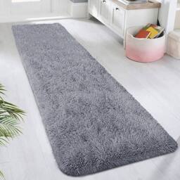VOGREX 60 x 220 cm Grey Non Slip Long Hallway Runner Rug - Size: 60 cm x 220 cm - thumbnail 1