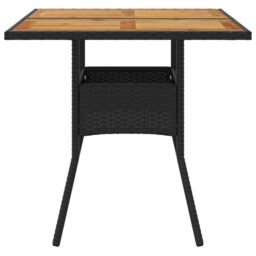 Berkfield Home Garden Table with Acacia Wood Top Black 80x80x75 cm Poly Rattan - Size: 80 x 80 x 75 cm - thumbnail 5