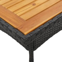 Berkfield Home Garden Table with Acacia Wood Top Black 80x80x75 cm Poly Rattan - Size: 80 x 80 x 75 cm - thumbnail 8