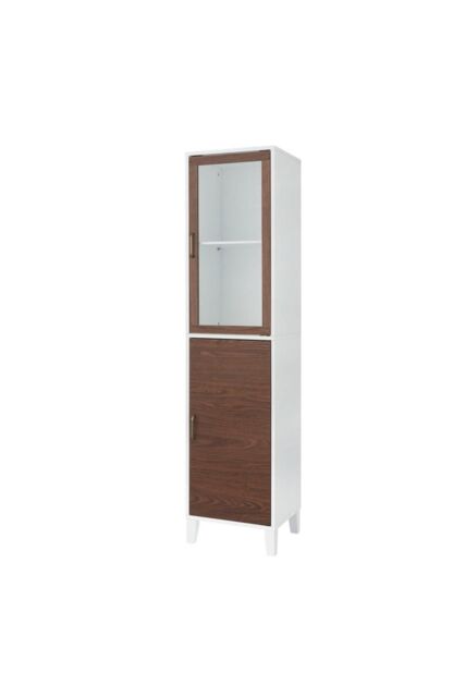 Teamson Home Tyler Wooden Bathroom Linen Tower Floor Tall Cabinet in White - image 1