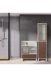 Teamson Home Tyler Wooden Bathroom Linen Tower Floor Tall Cabinet in White - thumbnail 3