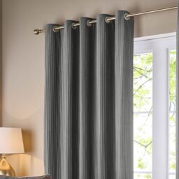 Paoletti Corinthian Velvet Room Darkening Eyelet Curtain Pair in Grey - Size: 168 cm width x 137 cm drop - thumbnail 4