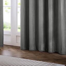 Paoletti Corinthian Velvet Room Darkening Eyelet Curtain Pair in Grey - Size: 168 cm width x 137 cm drop - thumbnail 5