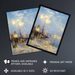 "Artery8 Thomas Moran A View of Venice Grand Canal Wall Art Print in Blue - Size: W12"" x H16""" - thumbnail 2