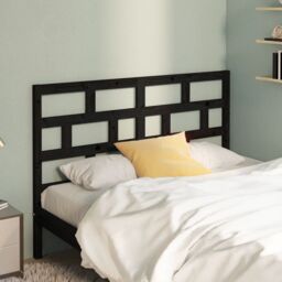 Berkfield Home Bed Headboard Black 126x4x100 cm Solid Wood Pine - Size: 126 x 4 x 100 cm - thumbnail 3