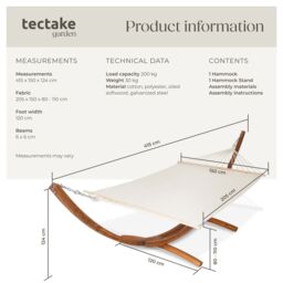 tectake Hammock Thorsten in White - Size: 2 Seater - thumbnail 6