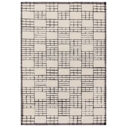 The Rug Shop UK Cream Handmade Wool Modern Geometric Cheque Easy To Clean Area Rug - Size: 160 cm x 230 cm - thumbnail 7
