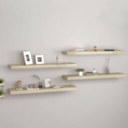 Berkfield Home Floating Wall Shelves 4 pcs Oak 90x23.5x3.8 cm MDF in Light Oak - thumbnail 2