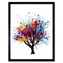 "Artery8 Paint Abstract Tree Rainbow Home Decor 12x16"" Framed Art Print - Size: W12"" x H16""" - thumbnail 1