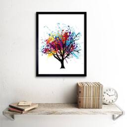 "Artery8 Paint Abstract Tree Rainbow Home Decor 12x16"" Framed Art Print - Size: W12"" x H16""" - thumbnail 2