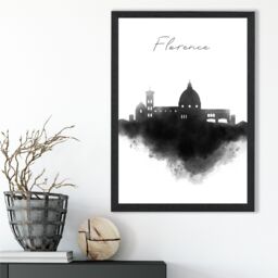 ARTZE Florence Watercolour Skyline City Framed Print SIZE: A2 with Black Frame - Size: A4 - thumbnail 2