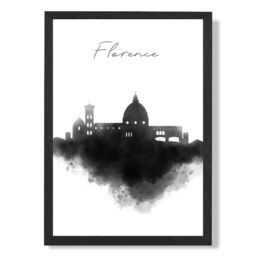 ARTZE Florence Watercolour Skyline City Framed Print SIZE: A2 with Black Frame - Size: A4 - thumbnail 1