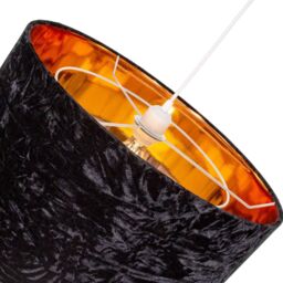 Happy Homewares Modern Crushed Velvet Lamp Shade with Shiny Paper Inner in Black - Size: 8 inches - thumbnail 3