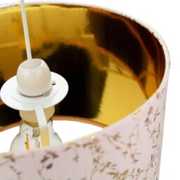 Happy Homewares Modern Soft Cotton Fabric Lamp Shade with Shiny Foil Floral Decoration in Pink - Size: 12 inches - thumbnail 3