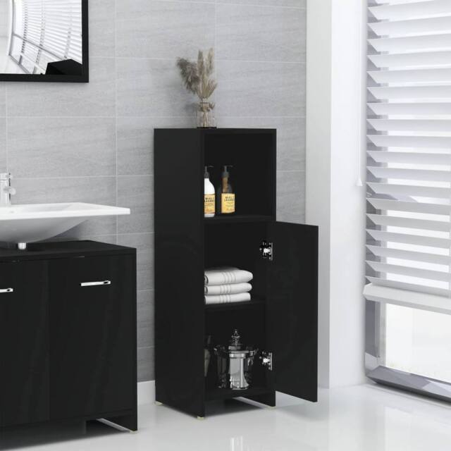 Berkfield Home Sturdy Bathroom Cabinet Black 30x30x95 cm Engineered Wood - Size: 30 x 30 x 95 cm - image 1