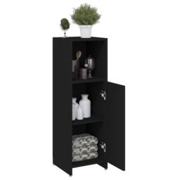 Berkfield Home Sturdy Bathroom Cabinet Black 30x30x95 cm Engineered Wood - Size: 30 x 30 x 95 cm - thumbnail 4