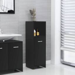 Berkfield Home Sturdy Bathroom Cabinet Black 30x30x95 cm Engineered Wood - Size: 30 x 30 x 95 cm - thumbnail 2